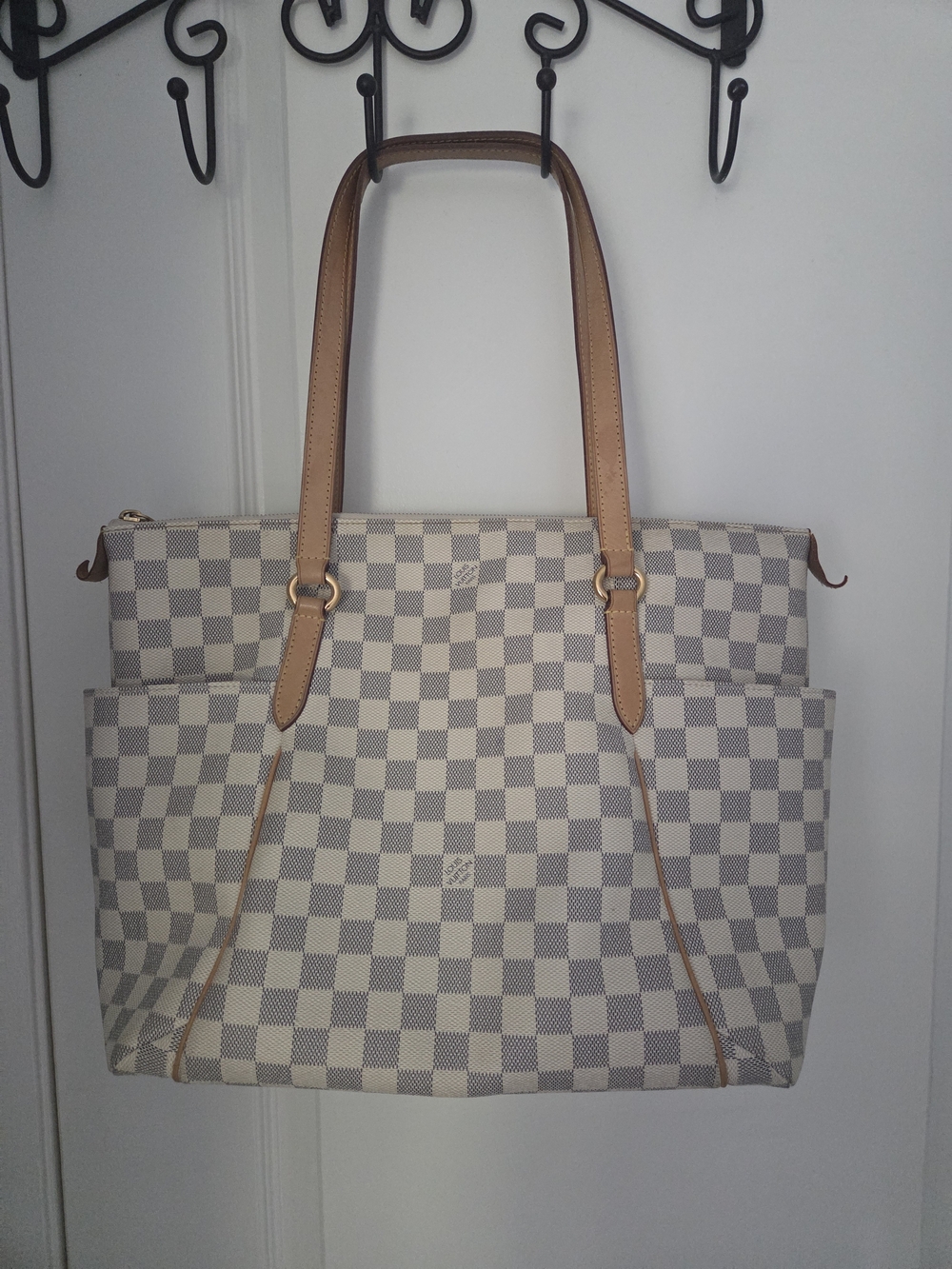 LOUIS VUITTON Totally MM Damier Azur Canvas White Shoulder Tote Bag